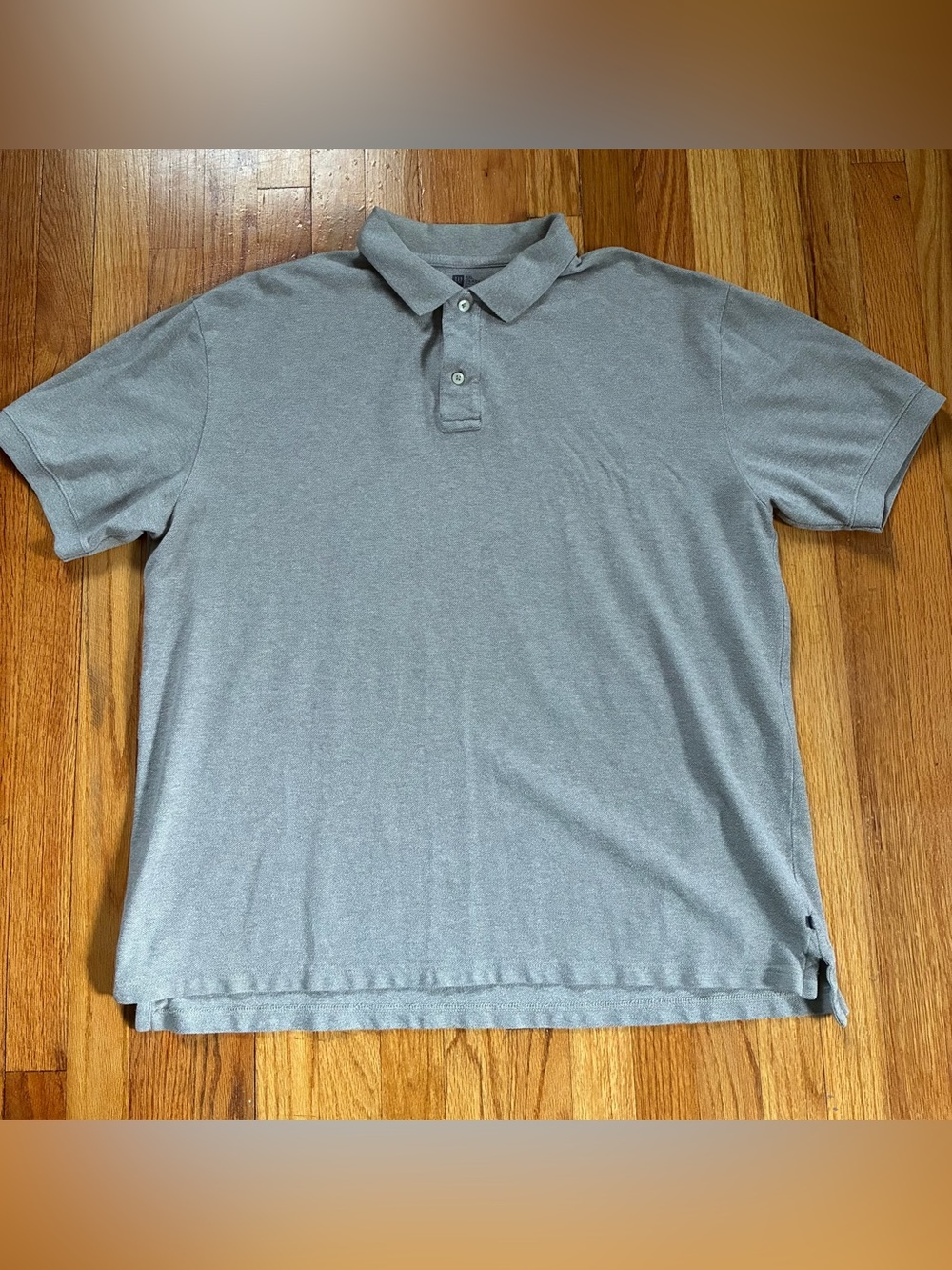 GAP Gray Solid Knit Short Sleeve Collared Button Polo Shirt Mens XXL Classic Fit
